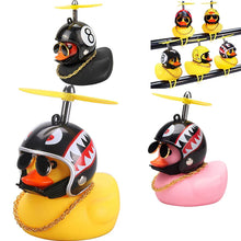 Load image into Gallery viewer, Car Duck With Helmet Broken Wind Pendant Small Yellow Duck Road Bike Motor Helmet Riding Cycling Accessories Without Lights