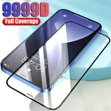 Load image into Gallery viewer, 9999D Full Cover Tempered Glass For IPhone 11 12 13 Pro Max X XS Max XR Screen Protector On IPhone 12 Mini Protective Film Edge To Edge Full Coverage And 9H Hardness Anti-Scratch Shockproof Protection Screen Cover Shield