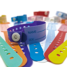 Load image into Gallery viewer, 100pcs Waterproof Soft PVC Medical Wristbands Writable Patient Identification Bracelets Vinyl Band for Healthcare
