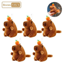 Load image into Gallery viewer, Plush Capybara Keychain – Cute Persimmon Wagging Tail Pendant Toy