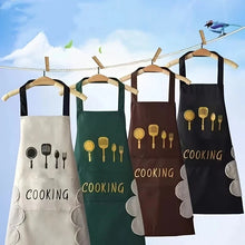将图片加载到图库查看器,Unisex Adjustable Kitchen Apron – Solid Color PVC Cooking Apron with Pocket