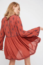 Load image into Gallery viewer, New Hot Free Shipping Embroidery Floral Dress People Sweet Mini Short Dress Women's Loose Boho Style Casual Sexy Dresses