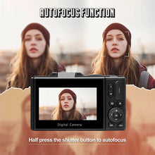 Load image into Gallery viewer, 4K Digital Camera for Photography and 18X Digital Zoom Camera 64MP Compact Vlogging Camera 3'' 180° Flip Screen with Flash