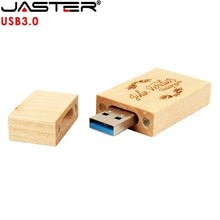 Load image into Gallery viewer, JASTER Wooden Block USB 3.0 Flash Drive Red Wood Pendrive 4GB 8GB 16GB 32GB 64GB 128GB Memory Stick U Disk Gift