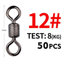 将图片加载到图库查看器,MEREDITH Fishing Swivels Ball Bearing Swivel 50PCS/Lot with Safety Snap Solid Rings Rolling Swivel for Carp Fishing Accessories