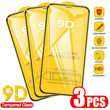 Load image into Gallery viewer, 9D Tempered Glass for iPhone 11 12 13 14 Pro XR X XS Max Screen Protector on for iPhone 12 Pro Max Mini 7 8 6 6S Plus SE Glass Tempered Glass Screen Protector Compatible for iPhone