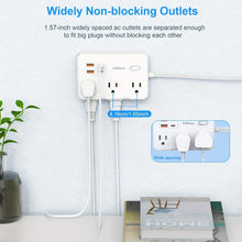 Load image into Gallery viewer, Ultra-Thin Surge Protector Power Strip — 6 Outlets + 4 USB Ports, 5ft Extension Cord | Flat Plug Wall Mount Adapter for Home & Office