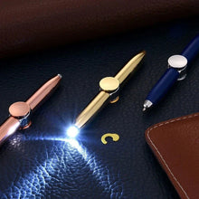 Load image into Gallery viewer, LED Gyro Spinner Pen – Multifunctional Metal Fidget Ballpoint Pen with Light | Stress Relief Spinning Pen for Writing, Focus & Gifts