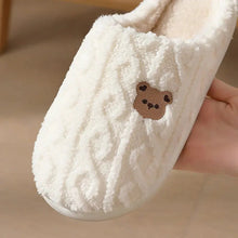 将图片加载到图库查看器,Winter Fluffy Shoes Women Cotton Slippers Cartoon Bear Thick Sole Warm Slides Men Female Couple House Indoor Plush Flat Shoes