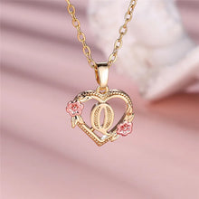 Load image into Gallery viewer, Female A-Z Letter Flower Pendant Necklace Yellow Gold Color Wedding Jewelry Gift For Women