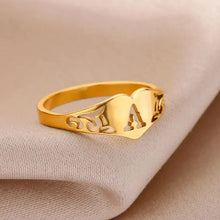 Load image into Gallery viewer, Fashion Hollow Initial Letter Heart Rings For Women Gold Color Stainless Steel A-Z Letter Ring Aesthetic Wedding Jewelry Gift