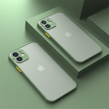 Load image into Gallery viewer, Luxury Shockproof Armor Case For iPhone 11 12 13 14 Pro Max Mini X XR XS Soft Silicone Bumper Clear Hard Cover Shockproof Soft Flat Side Bumper Translucent Hard Back Slim Phone Case