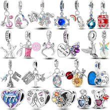 Load image into Gallery viewer, 925 Sterling Silver Pink Butterfly & Luminous Firefly Charm – Dangle Bead for Bracelet or Necklace | Elegant DIY Jewelry Gift for Women