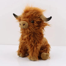 Load image into Gallery viewer, Highland Cow Plush Toy - Adorable Realistic Stuffed Animal with Long Fluffy Hair, Soft Cuddly Gift for Kids, Children & Collecto