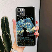 将图片加载到图库查看器,Black Cat Cartoon Cute For Iphone 11 13 14 Pro Max 12 Mini Phone Case X Xs Xr 6 6s 8 7 Plus Se 5 5s Cover Cute Funny Aesthetic Cat Design Pattern Silicone Soft Phone Case