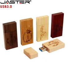 Load image into Gallery viewer, JASTER Wooden Block USB 3.0 Flash Drive Red Wood Pendrive 4GB 8GB 16GB 32GB 64GB 128GB Memory Stick U Disk Gift