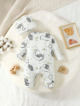 Load image into Gallery viewer, 2 PCS Baby Romper with Hat Set Long Sleeve Elephant Embroidery Outfit for Boys & Girls 0–2 Years