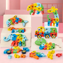 Load image into Gallery viewer, 3D Montessori Wooden Dinosaur Puzzle Toy