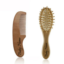 Load image into Gallery viewer, Personalized Wooden Baby Brush – Custom Name Wool Comb for Kids