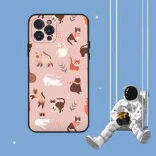 Load image into Gallery viewer, Cat Cute Art Phone Case For Iphone 8 7 6 6s Plus X Se 2020 Xr Xs 14 11 12 13 Mini Pro Max Mobile Case Transparent Soft Protective Clear Case Compatible For Iphone