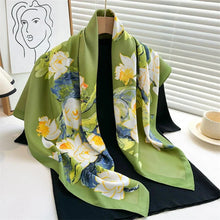 Load image into Gallery viewer, 90x90cm Square Silk-Feel Scarf – Luxury Women’s Shawl & Head Wrap