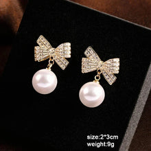 Load image into Gallery viewer, White Flower & Butterfly Dangle Earrings β Acrylic Pearl Heart Jewelry