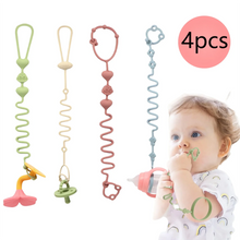 Load image into Gallery viewer, 4PCS Adjustable Silicone Pacifier Chain Set | Safe Teether Toys for Baby Crib, High Chair & Gift Set – Beige