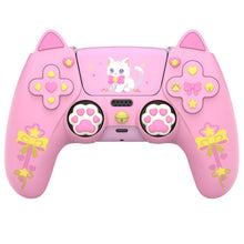 Load image into Gallery viewer, PlayVital Silicone Cover w/Joystick Caps and Sticker for ps5 Controller, for ps5 Charging Dock - Sweetheart Kitty Black