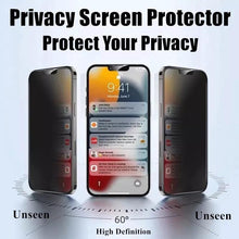 Load image into Gallery viewer, 3PCS Privacy Screen Protector For iPhone 14 PRO MAX Anti-Spy Glass For iPhone 13 12 11 XS Max XR 7 8 Plus SE 2022 Tempered Glass 9H Hardness Tempered Glass Anti Spy Case Friendly Screen Protector