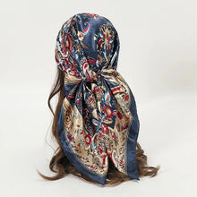 Load image into Gallery viewer, Satin Square Scarf – Elegant 2025 Print Hijab, Shawl & Hair Wrap