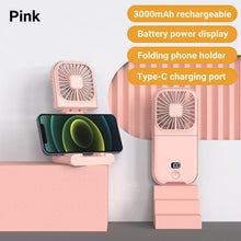 将图片加载到图库查看器,Mini Portable Outdoor Hand Fan Hanging Neck Fan USB Charging 3000mAh Battery Powered 180° Folding Wireless Table Air Cooling Fan 4 Adjustable Speed Portable Pocket Fan for Office Outdoor Travel