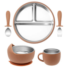Load image into Gallery viewer, Stainless Steel Baby Feeding Set with Silicone Sucker