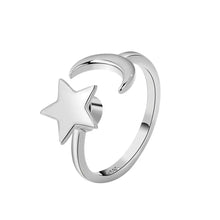 Load image into Gallery viewer, Anti-Stress Spinner Ring for Women – 18K Gold Plated Stainless Steel Fidget Ring with Sunflower & Star Design, Anxiety Relief Jewelry Gift