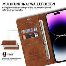 Load image into Gallery viewer, Wallet Skin Friendly Magnetic Flip With Card Slot Leather Case For iPhone 14 Pro Max 13 12 11 SE X XR XS Max Popular PU Leather Impact Resistant Built-In Magnet Card Holder Pockets Stand Function