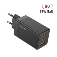 Load image into Gallery viewer, Toocki 67W GaN Charger Quick Charge 4.0 PD3.0 Fast Charging Type C Charger for Macook iPhone 14 13 12 Pro Max Samsung S23 Xiaomi