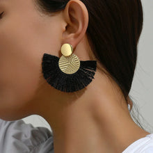 Load image into Gallery viewer, Bohemian Tassel Earrings – White Fringe Dangle Statement Jewelry for Women
