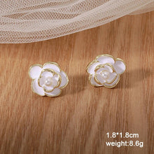 Load image into Gallery viewer, White Flower & Butterfly Dangle Earrings β Acrylic Pearl Heart Jewelry