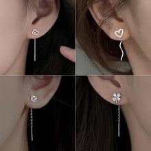 Load image into Gallery viewer, Long Tassel Heart Drop Earrings – Gold & Silver Korean Fashion Jewelry
