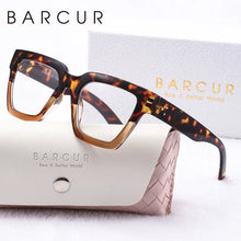 将图片加载到图库查看器,BARCUR Large Fashionable Frame Pink Reading Glasses for Women – Stylish Square Thick Frame Eyewear with Multi-Degree Options for Men & Women – Lightweight Blue Light Blocking Computer Glasses with White Gift Box for Home Office & Study