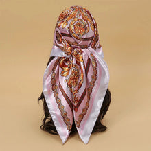 Load image into Gallery viewer, Satin Square Scarf – Elegant 2025 Print Hijab, Shawl & Hair Wrap
