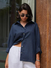 Load image into Gallery viewer, Women’s 100% Cotton Casual Shirt – Spring Summer Loose Fit Button-Down Cardigan Blouse, Solid Color Lightweight Top
