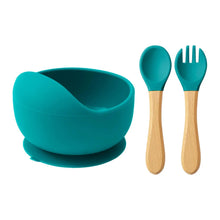 将图片加载到图库查看器,Mamaplan 3PCS Baby Silicone Feeding Set Suction Bowl Spoon Fork