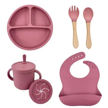 Load image into Gallery viewer, Food Grade Silicone Baby Feeding Dish Set Suction Plate Cup