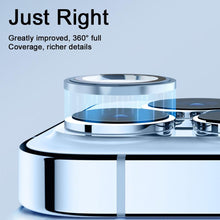 Load image into Gallery viewer, 3D Protective Glass Camera Protector Cover For iPhone 13 Pro Max i Phone 13Pro 13 Mini Rear Lens Metal Ring Protect Camera Lens Case Individual Metal Scratch Resistant HD Clear Case Tempered Glass Camera Case