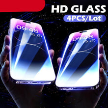 Load image into Gallery viewer, 4PCS Tempered Glass On iPhone 14 13 Mini 12 11 Pro Max X XS XR 7 8 Plus SE 3 Screen Protector For iPhone 14Plus Protective Film Screen Protector iPhone Screen Protector