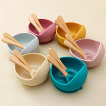 将图片加载到图库查看器,Mamaplan 3PCS Baby Silicone Feeding Set Suction Bowl Spoon Fork