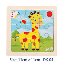 将图片加载到图库查看器,11cm/4.33in Kids Wooden Jigsaw Puzzle Games Cartoon Animal Vehicle Pattern Children Montessori Educational Toys