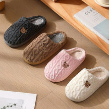将图片加载到图库查看器,Winter Fluffy Shoes Women Cotton Slippers Cartoon Bear Thick Sole Warm Slides Men Female Couple House Indoor Plush Flat Shoes