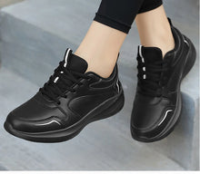 Load image into Gallery viewer, Women Running Shoes PU Leather Lace-up Men Warm Light Walking Sneaker Fitness Sport Flats Comfortable Black Size 35-44 Loafers