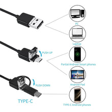 Load image into Gallery viewer, Dual Lens Car Endoscope Camera 8mm Type C USB Connect Boroscope Flexible Camera Pipe Inspection Screen for Android Phone